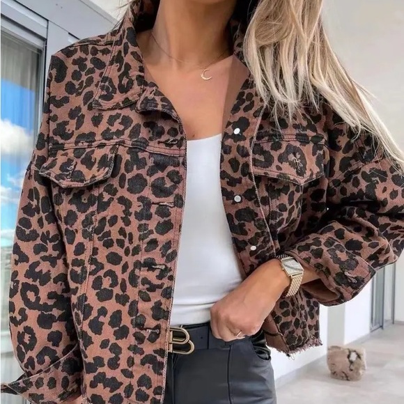 leopard women blazer distressed jacket blazer - Picture 2 of 5